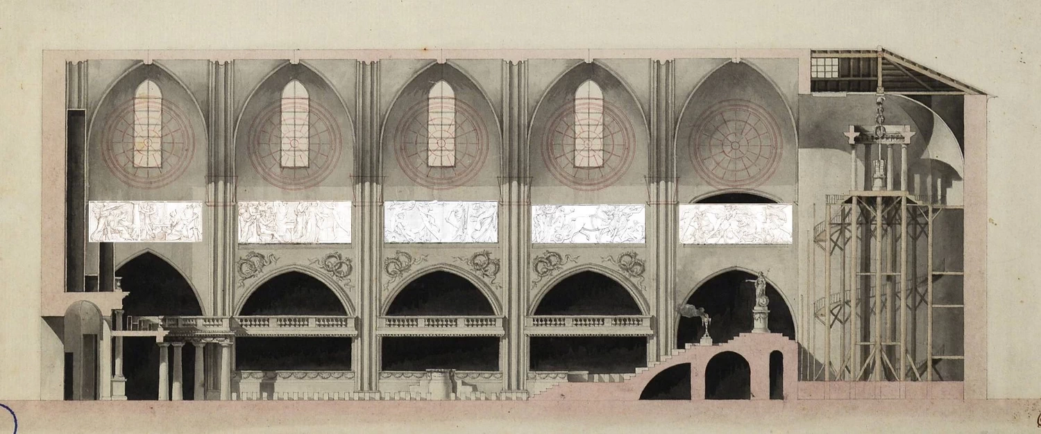 Progetto del Tempio della Ragione a Marsiglia, campate nord (con proiezione di grisaglia di J. Réattu
